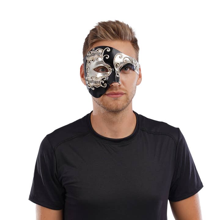 Stylex Party - Wholesale Costume - Men's - Venetian Half Face Mask Halloween Masquerade Ball Unisex Fan