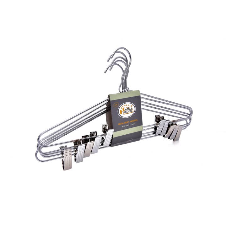 Quality Hangers - Wholesale Clothes Hangers - M052 Heavy Duty Metal Skirt Hanger with Clips - 100 Hangers