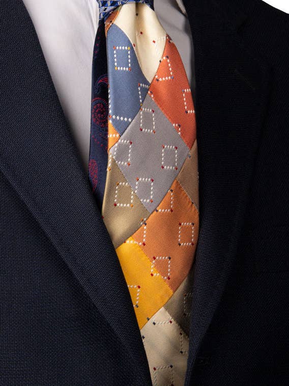 Multicolor Fantasy Silk Patchwork Mosaic Tie PM434 for wholesale by Graffeo Cravatte
