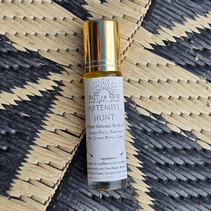 Artemis's Hunt | Stardust Collection | Pine + Cypress + Juniper Berry | Glitter Infused Dry Body Oil for wholesale by Piece of Mynd