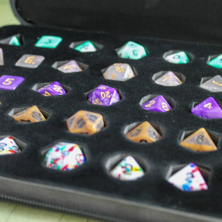 Mystery Dice Goblin - Wholesale Dice - Black Leather Mystery Blind Folder with 5 Dice Sets4