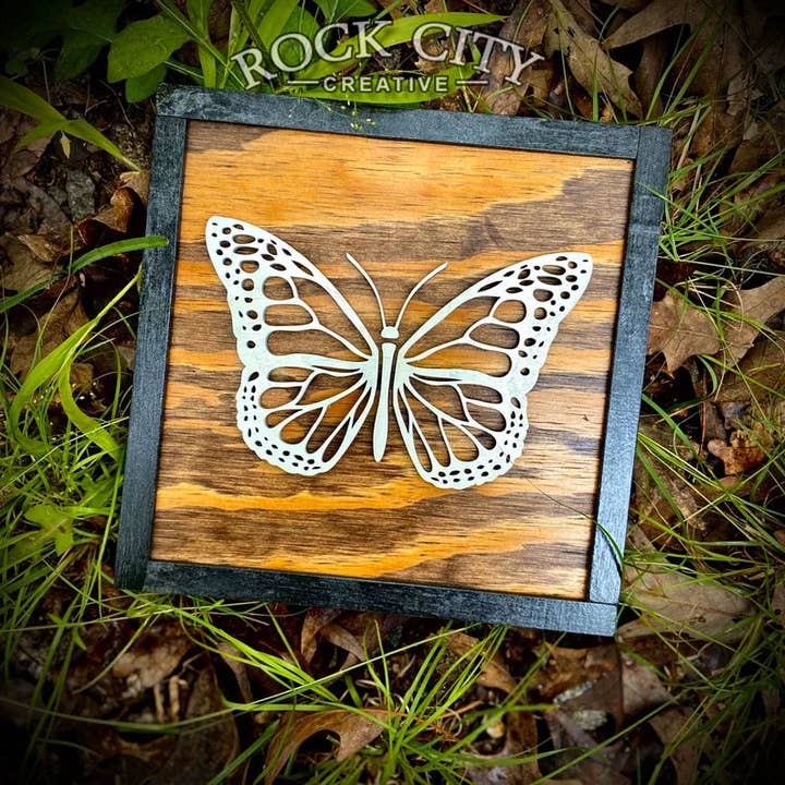 Monarch Butterfly Wood Sign, Home Decor Butter for wholesale by Rock City Creative