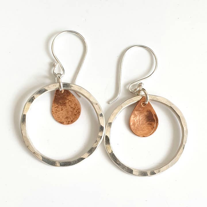 Silver and Copper Hoop Earrings for wholesale by MaisyPlum