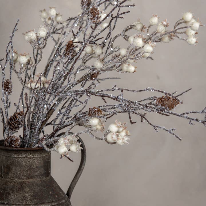 Ragon House - Wholesale Artificial Plant - 36" ICED TWIG W/ WHITE BERRIES & PINECONE SPRAY3