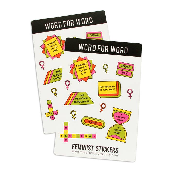 FEMINIST Sticker Sheets l 2-pack Stationery Mail Gift for wholesale by Word For Word Factory