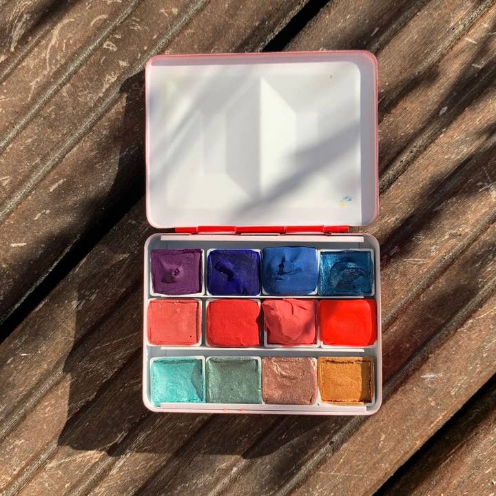 LA NOUVELLE VAGUE COULEURS - Wholesale Palette/Mixing Tray - Small empty lacquered metal watercolor palette - 3 colors available12