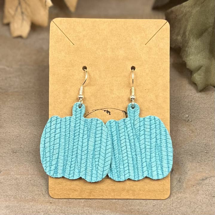 Bee Marie Market LLC - Wholesale Dangle Earrings - Handmade Fall Genuine Leather Pumpkin Earrings6