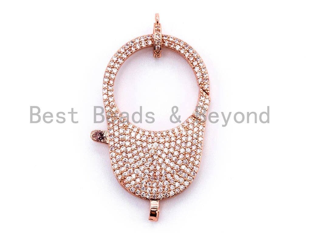 BestBeads&Beyond - Wholesale Clasp - CZ Clear Micro Pave Large  Lobster Claw Clasp, SKU#H104/H3413