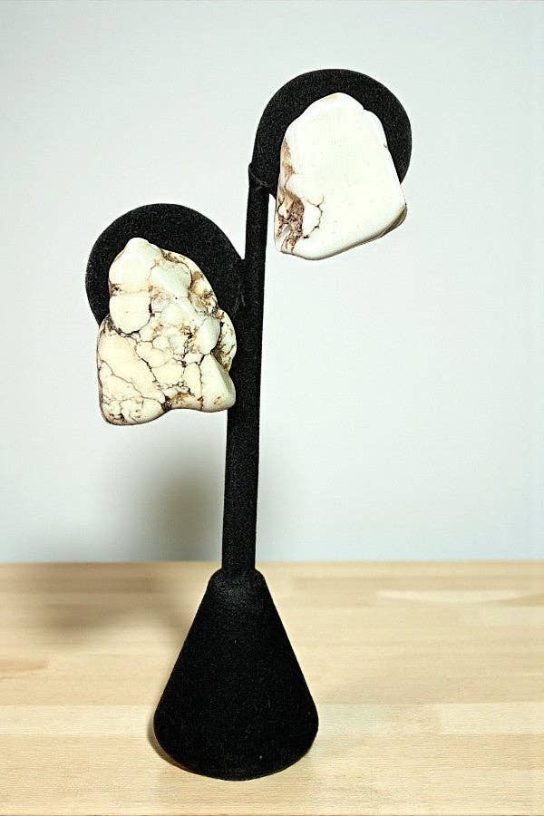 White NUGGET GEMSTONE POST EARRING for wholesale on Faire0