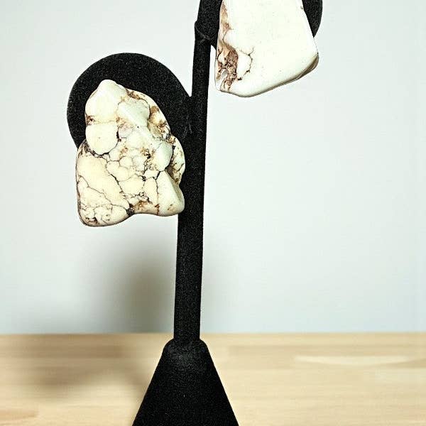 White NUGGET GEMSTONE POST EARRING for wholesale on Faire