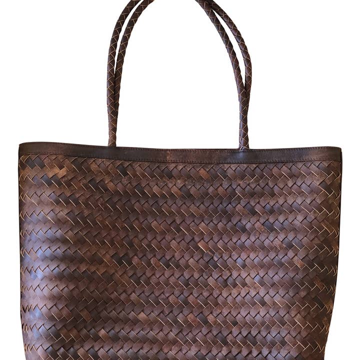 Bali tote leather dark brown for wholesale by LINDA HERING