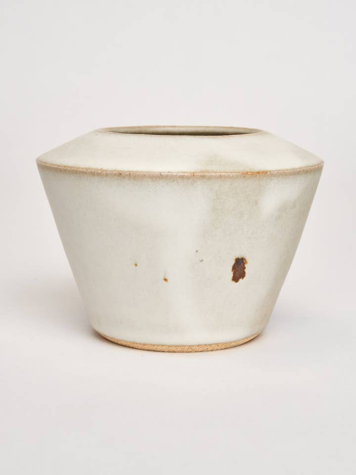 Angular Vase (Speckled White) for wholesale by Nate’s Clay Works