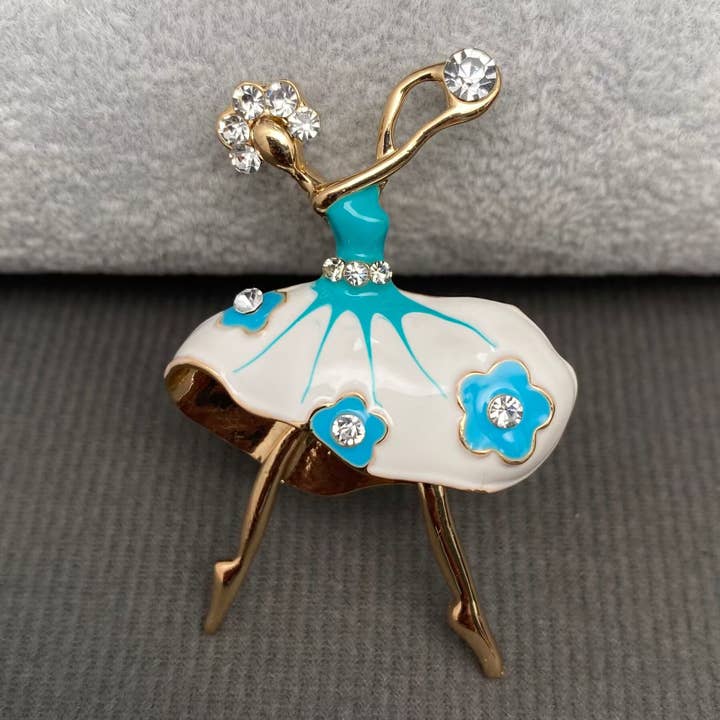 Mio Queena - Wholesale Brooch - Enamel Rhinestone Inlaid Dancing Girl Brooch