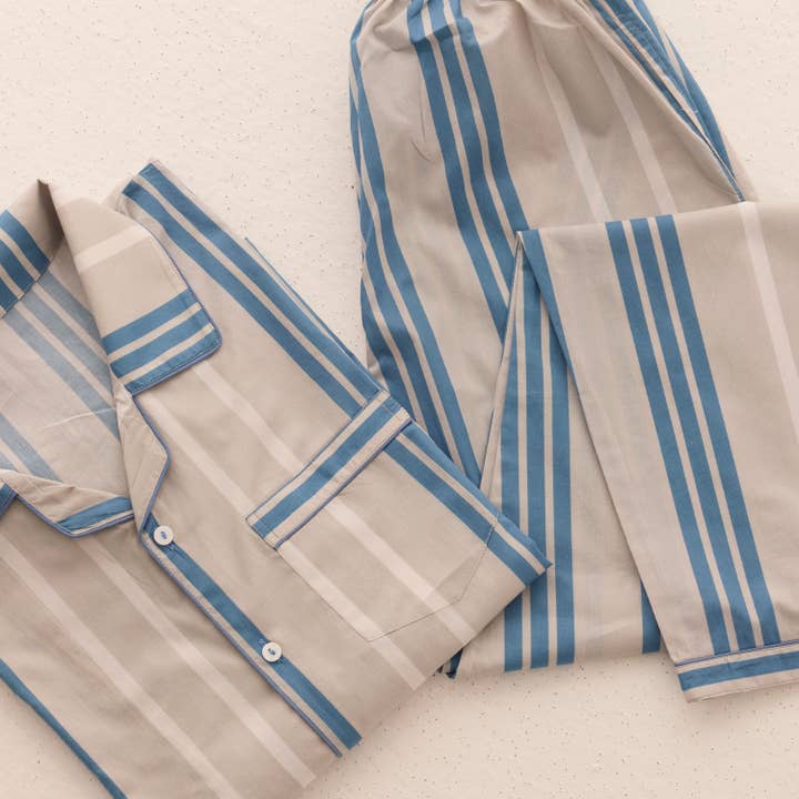 Men Coastal Striped Pima Pajama Set for wholesale by Little West Street