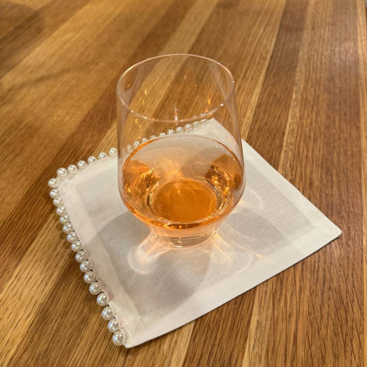 Pasta Water Shop – Guardanapo e pano de jantar por atacado – Guardanapos de cocktail de linho com detalhe pérola, conjunto de 41