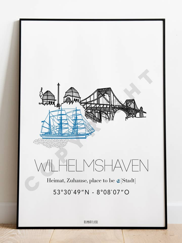 PRINT - WILHELMSHAVEN KAISER-WILHELM-BRÜCKE for wholesale by HEIMARTLIEBE®