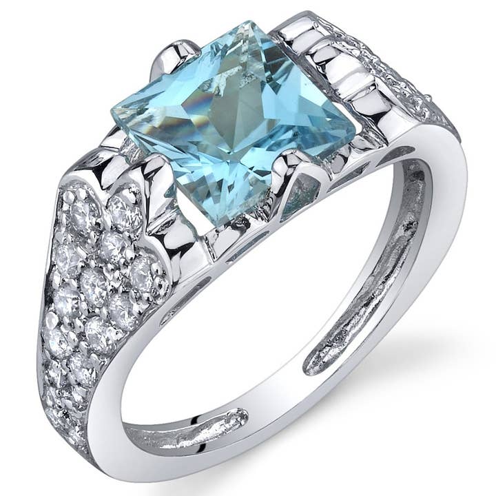 Peliani - Venta al por mayor Anillo con gemas - Anillo de plata esterlina con topacio azul suizo talla princesa talla 6