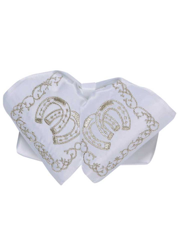 Nœud papillon mexicain Charro 100 % polyester blanc/argent 600120 pour la vente par El General Western Wear