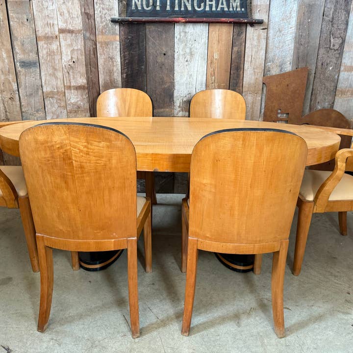 Antique Art Deco Satin Birch Dining Table Set for wholesale by belvoir