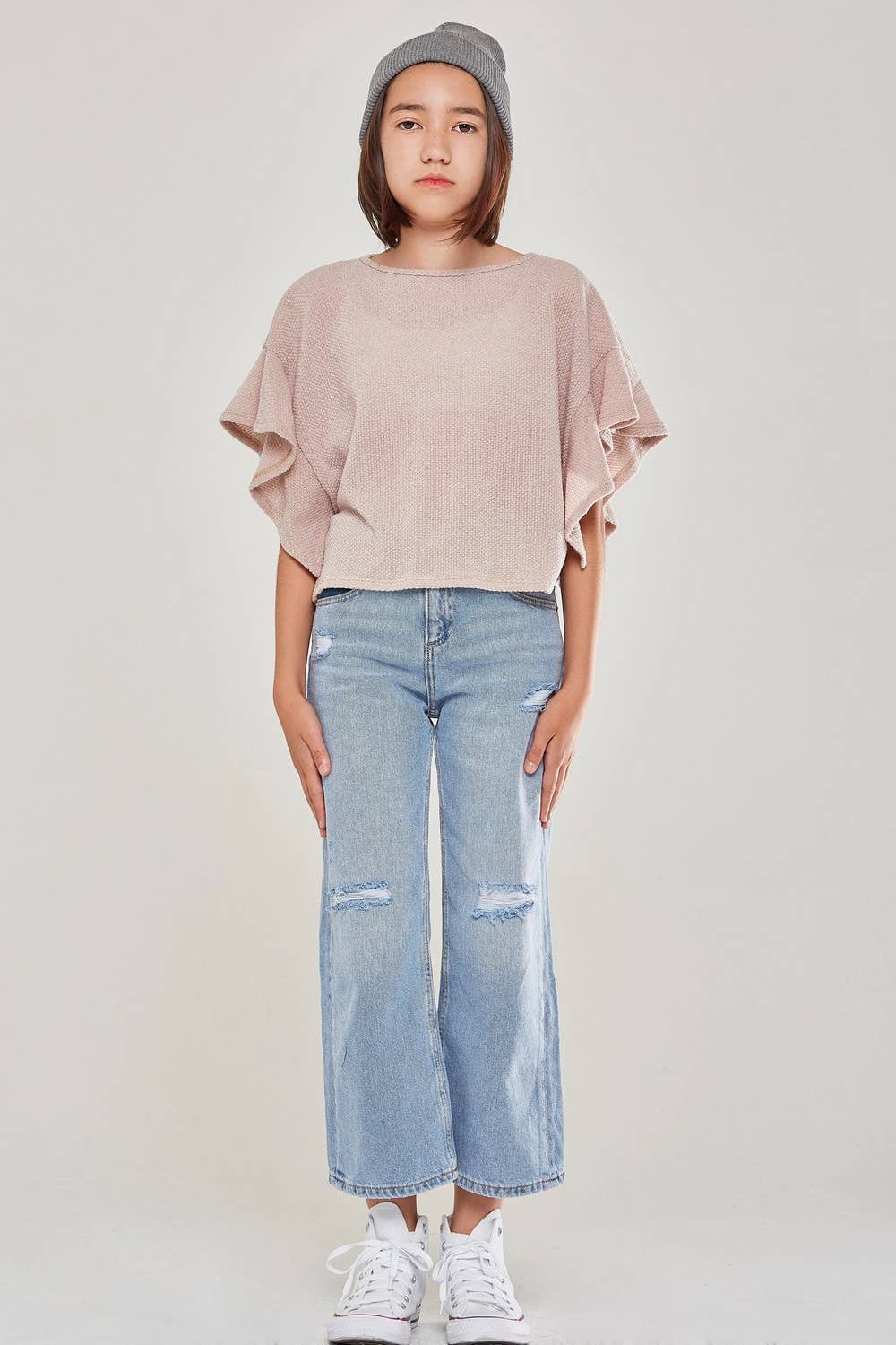 Good Girl - Vendita all'ingrosso Maglione tricot - Bambini - Maglione con volant pullover cropped in maglia grossa18