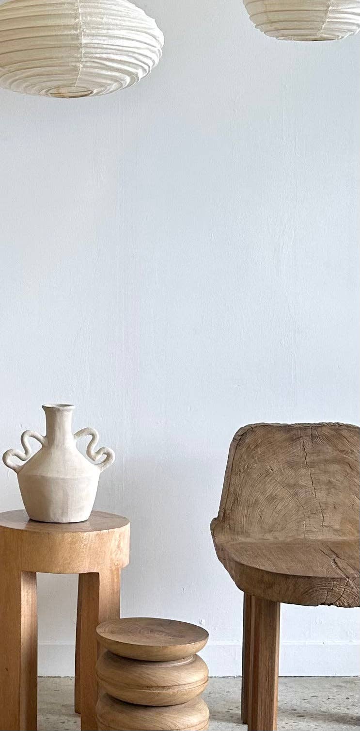 Office Objets - Wholesale Chandelier/Hanging Light - Average Japanese-style oval flattened pendant in rattan and natural linen H30 D458