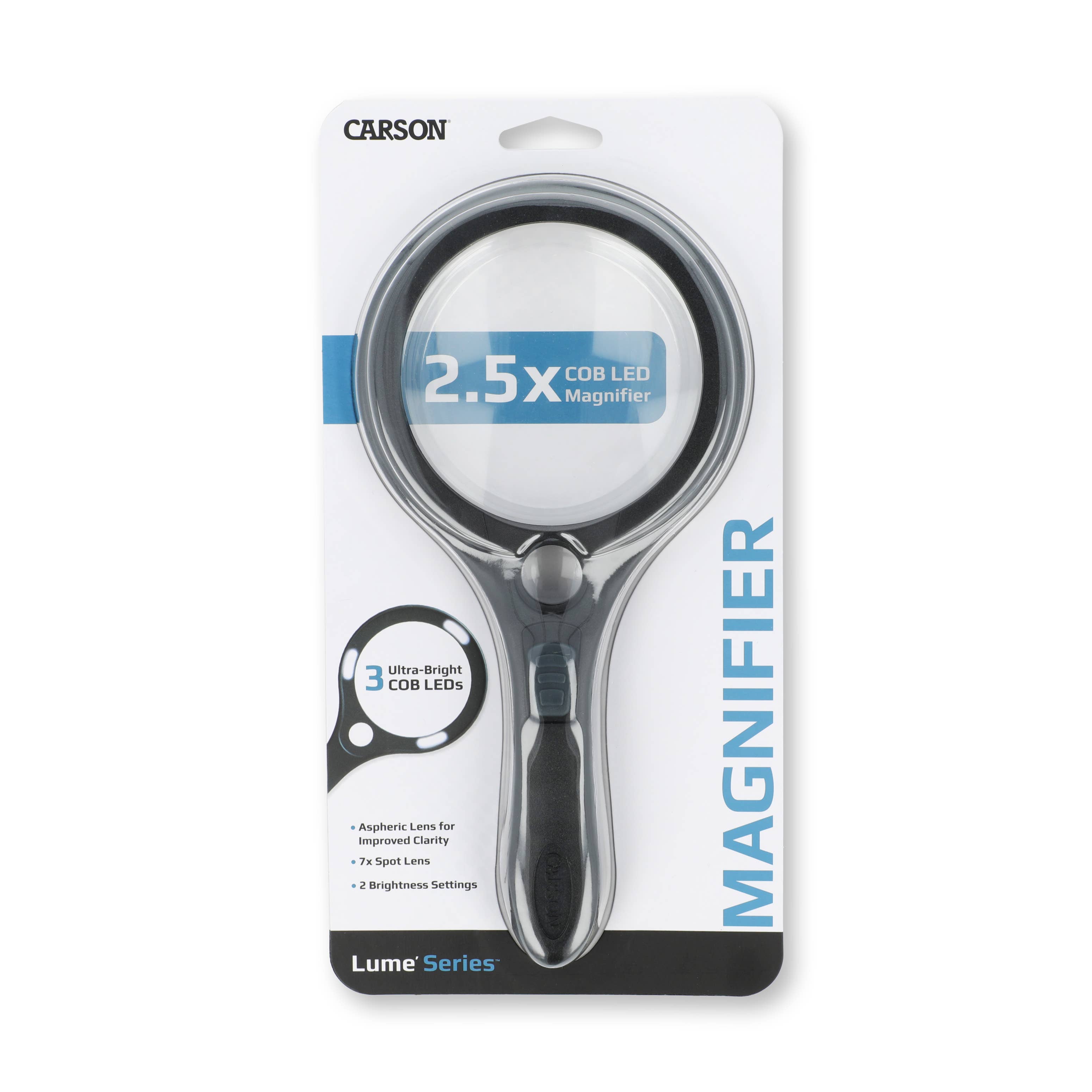 Carson UK – wholesale Magnifying glass – 2.5x/ 7x COB LED Magnifying Glass with Adjustable Brightness5