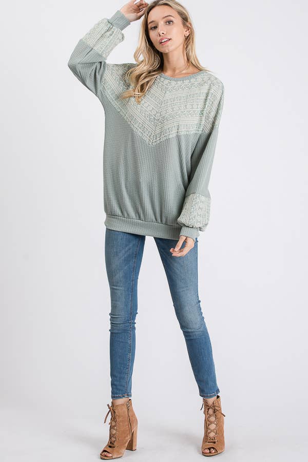 lovely melody - Venta al por mayor Sudadera - Mujer - Sudadera gofre bordado Celia LMT1406-Celia11