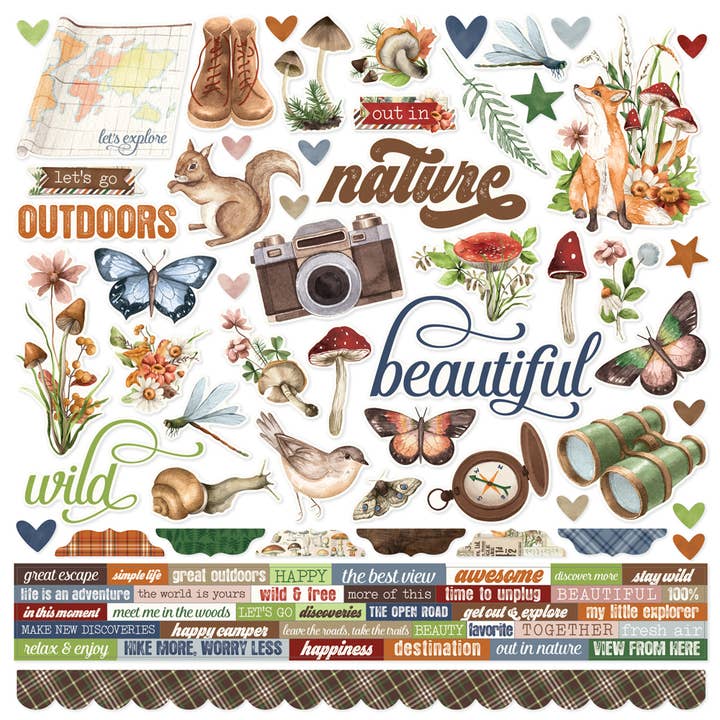 Simple Vintage Woodlands Cardstock Stickers 12x12 Sheet for wholesale by Simple Stories