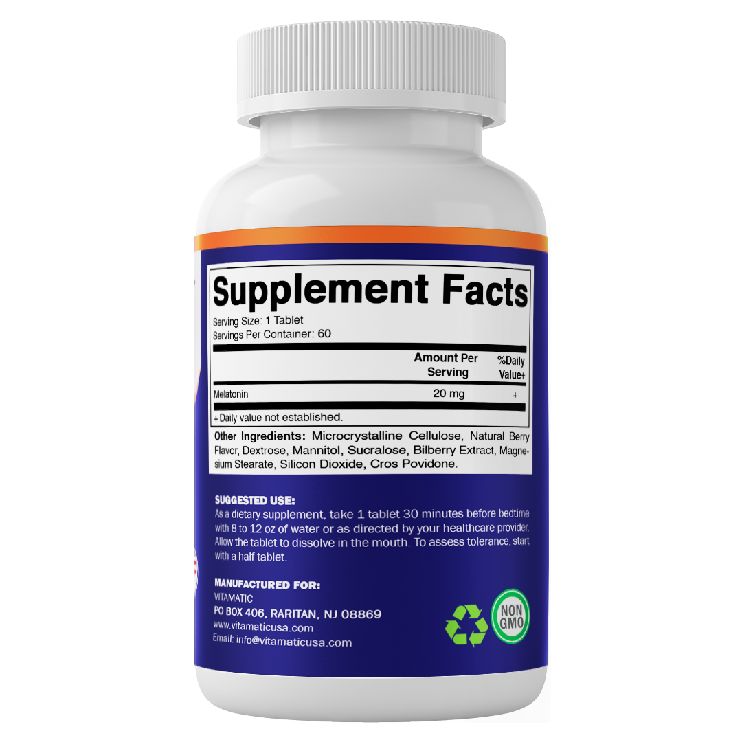 Vitamatic - Wholesale Oral Supplement/Vitamin - Vitamatic Melatonin 20mg | 60 Tablets9