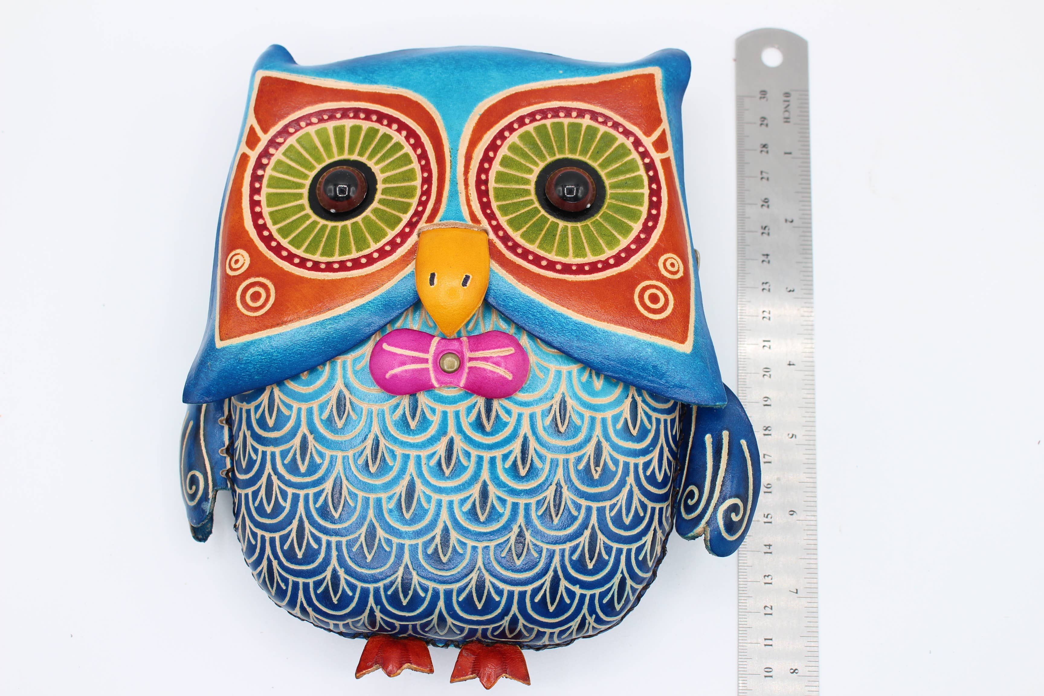 Sunflower Handmade leather inc - Vente Sac à bandoulière – femme - XLE021 sac à bandoulière en cuir fait main en forme de hibou, marron4