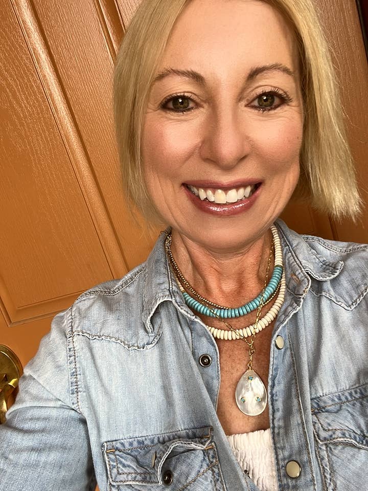 White Magnesite Necklace Turquoise Block for wholesale by Grace Designs