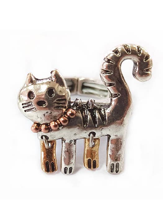 ( WX1005 ) PET LOVERS THEME STRETCH RING - CAT for wholesale by Jewelry Max