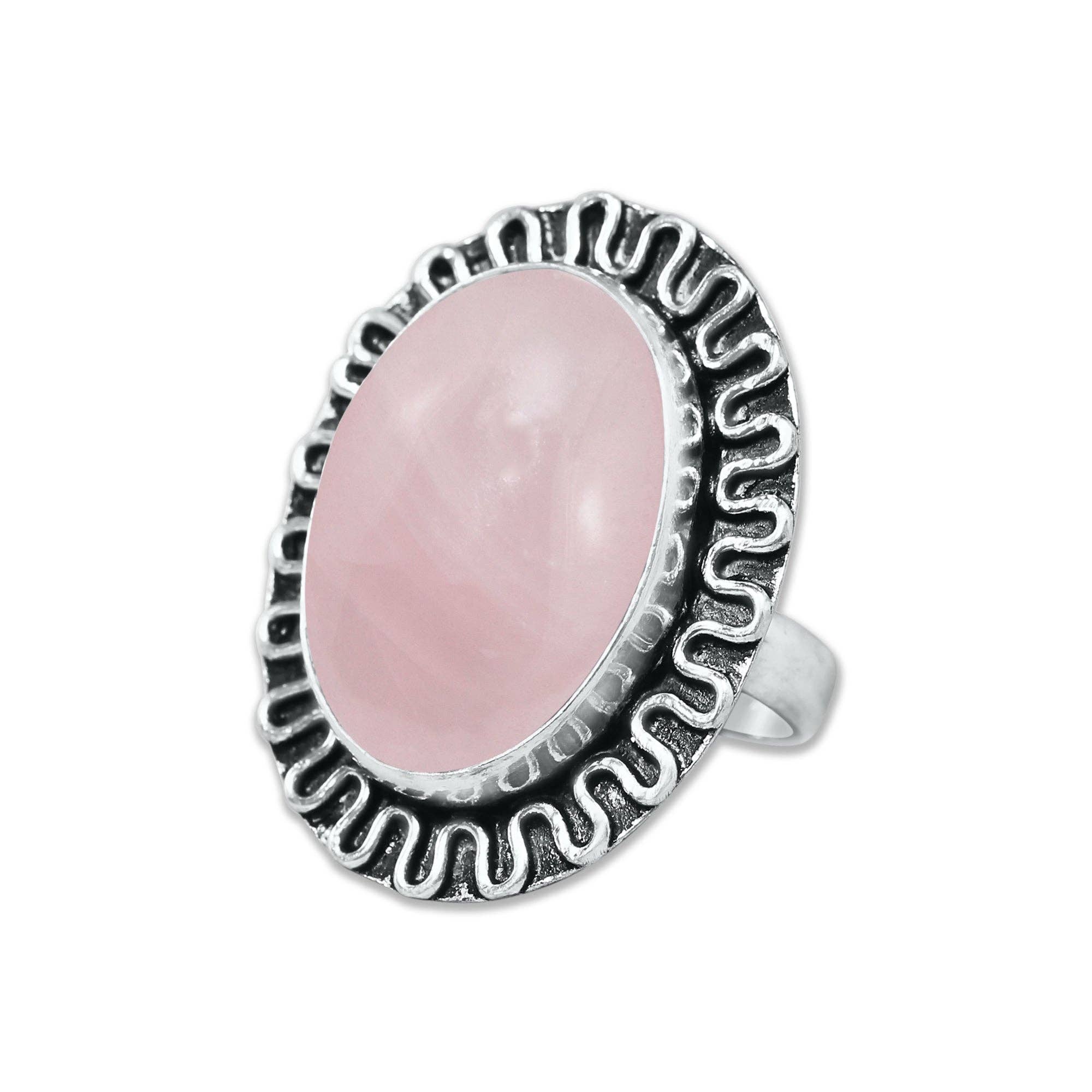 Handmade Jewels – wholesale Cocktail/Statement Ring – Rosenkvartsringar – Silverpläterade, Handgjorda, Mjuk Rosa (US Storlekar 6–10, Ej Justerbara)21