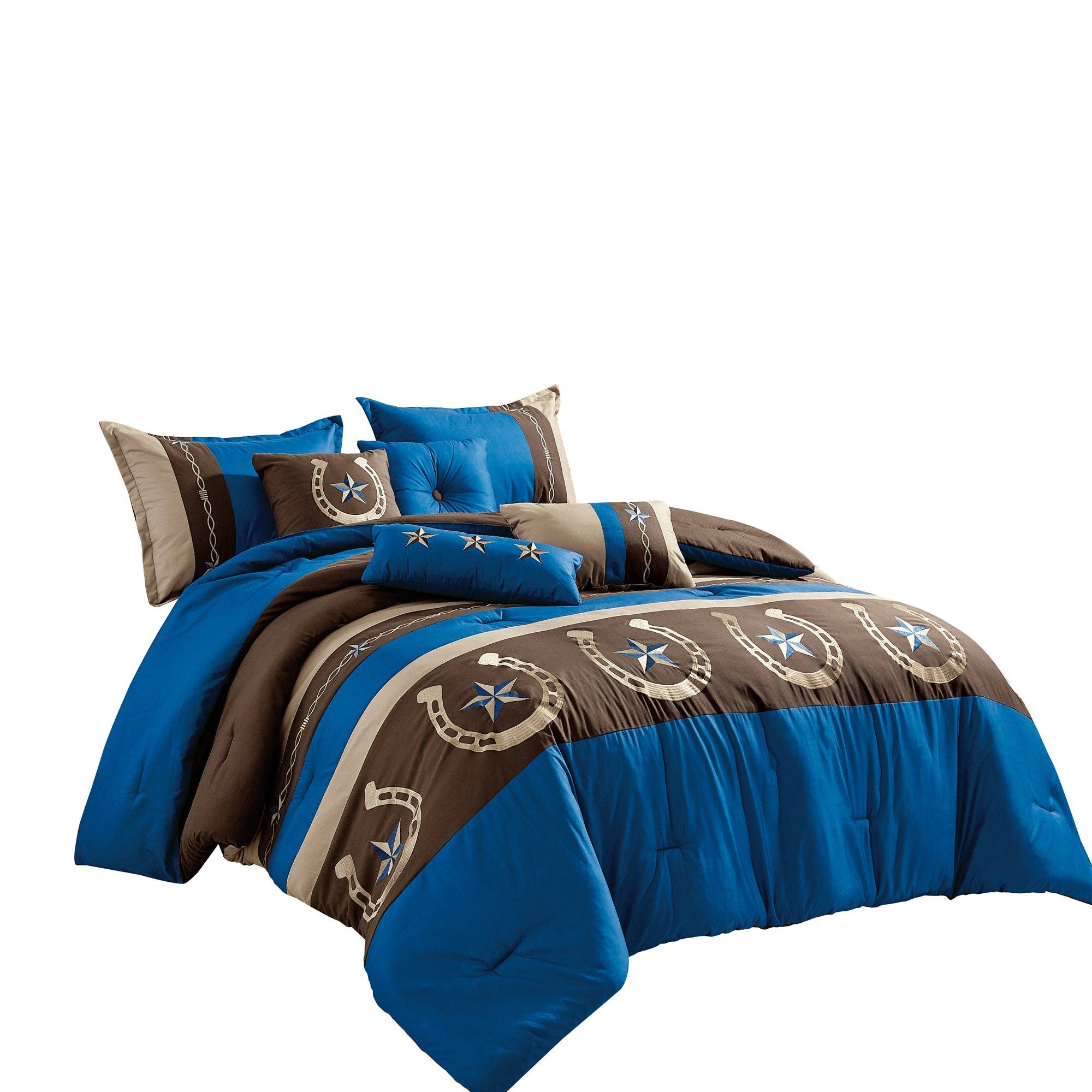 Linen Mart - Wholesale Bedding Set - Rustic Western Horseshoe Star Comforter - 7 Piece Set1
