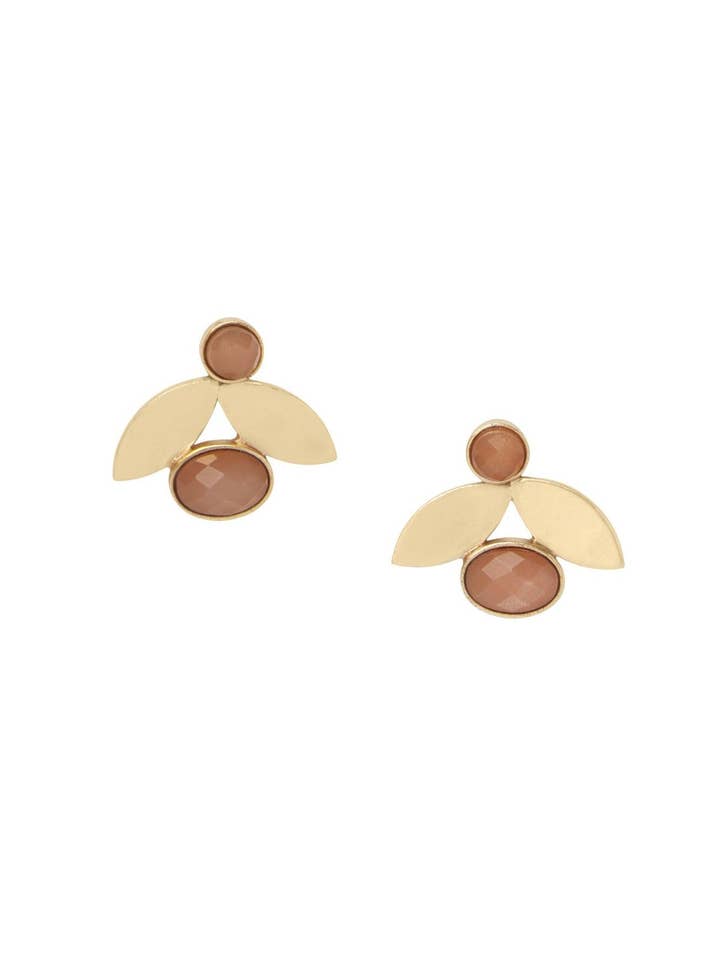 Milly Earrings | Peach Moonstone for wholesale by Ever Alice Studio