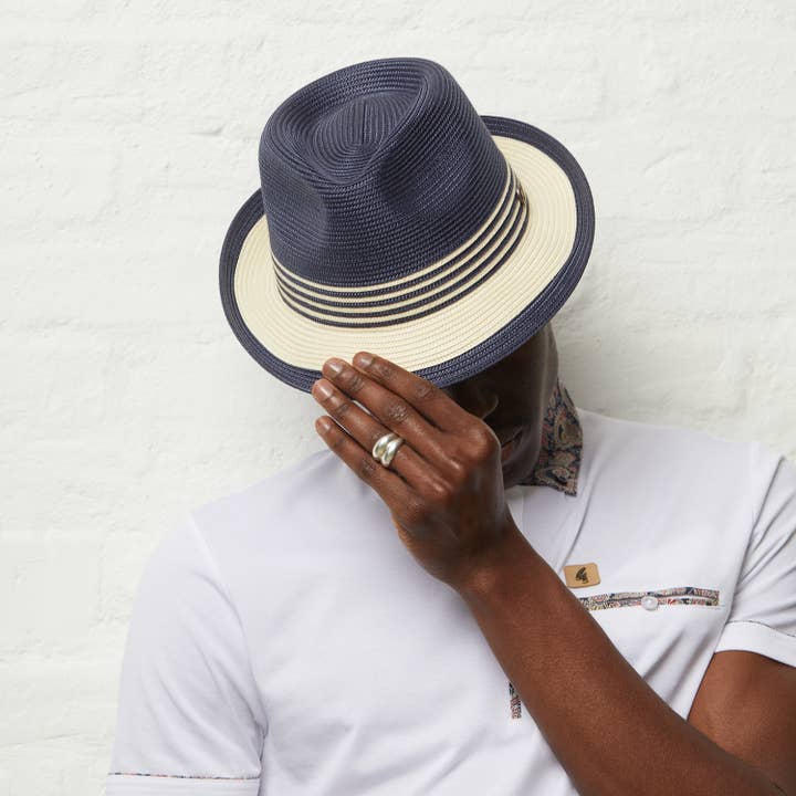 Jordan Zomerse Verpletterbare Lichtgewicht Trilby Hoed - Marineblauw voor wholesale door Dasmarca Hats