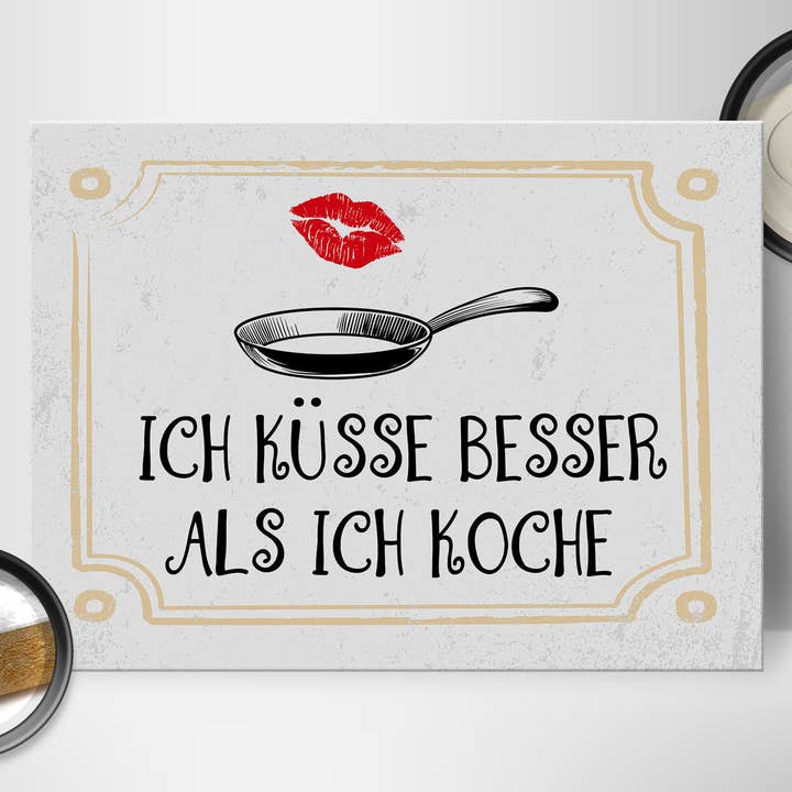 Femer - Wholesale Sign - Wooden sign saying Ich küsse besser als ich koche 40x30cm1