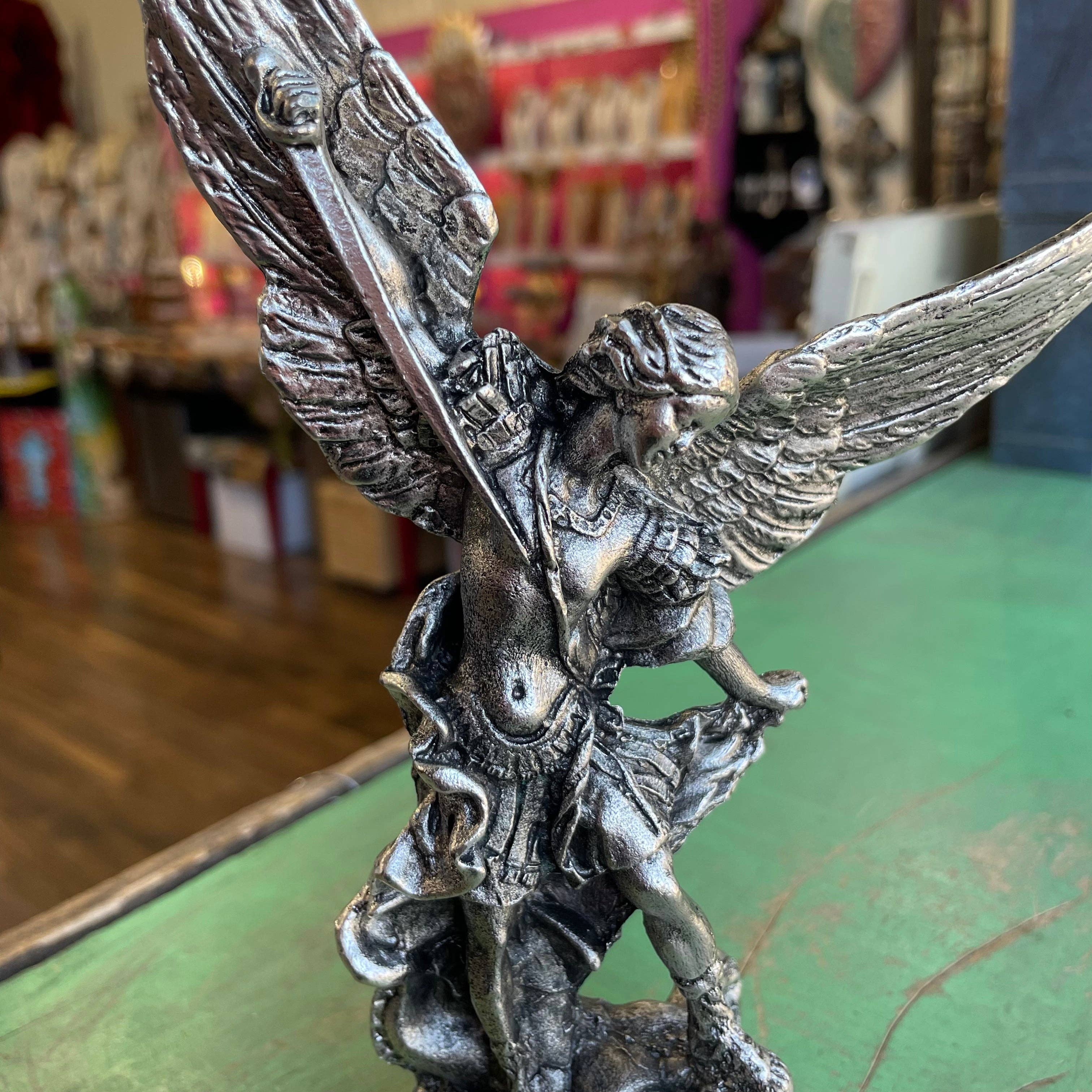 Love and Honor Jesus LLC - Wholesale Decorative Figurine - Silver Metal St Michael Statue1