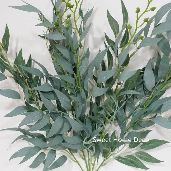 Sweet Home Deco - Wholesale Artificial Plant - 20'' Silk Eucalyptus Leaves Bush, Fake Seeded Eucalyptus1