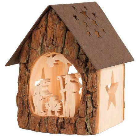 Dolfi - Wholesale Nativity Scene Decor - Light House Holy Family in wood 15823