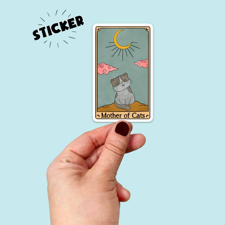 Adesivo impermeabile in vinile con tarocchi «Madre dei gatti» per la vendita all'ingrosso da parte di Songbird Artistry