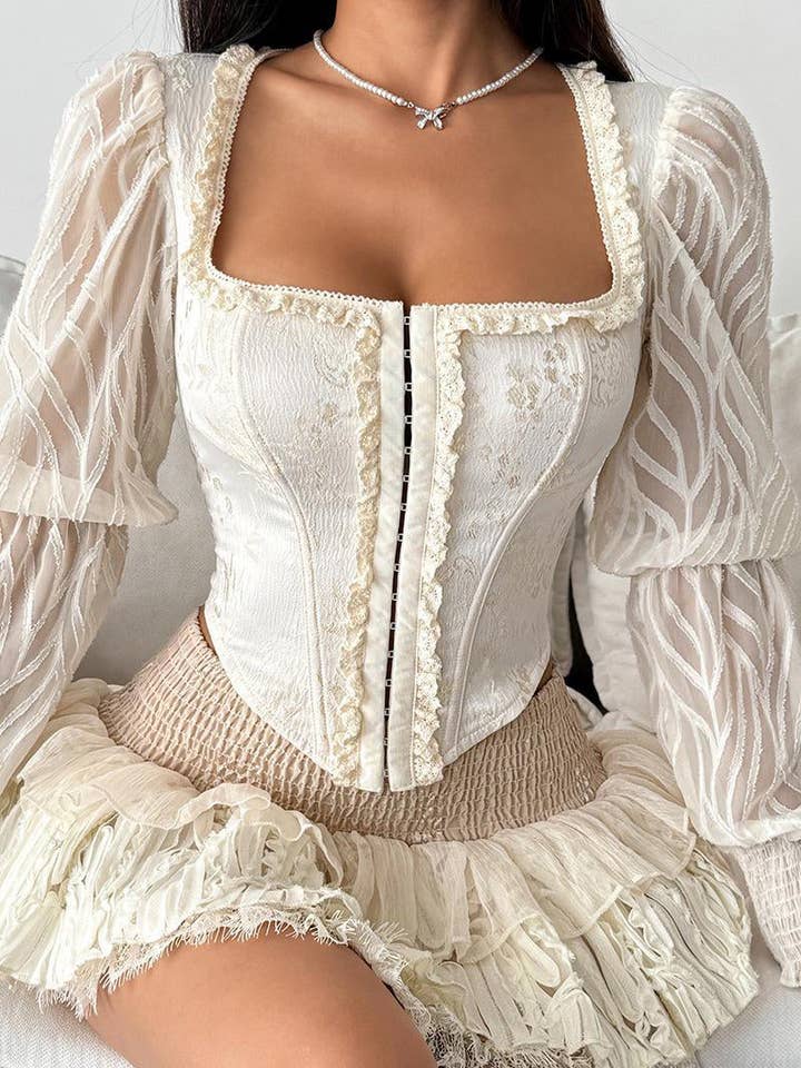 Korset Top met Kantaccent voor wholesale door Mccolin