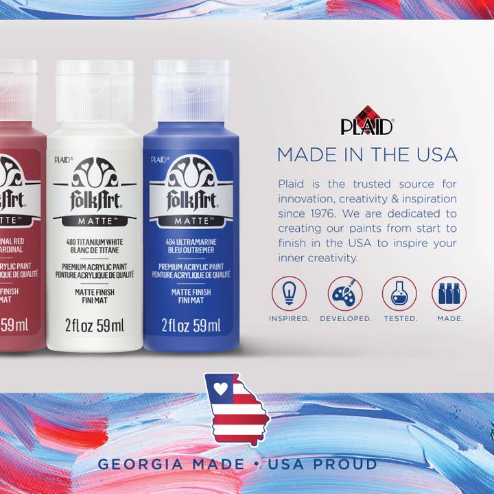 Plaid Crafts - Wholesale Paint Set - FolkArt Matte Acrylic Paint Set Classics 12 Colors
