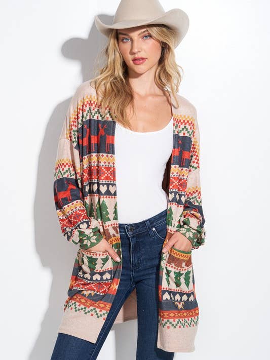 Cardigan ample à motif Winter Fair Isle pour la vente par MintChoco