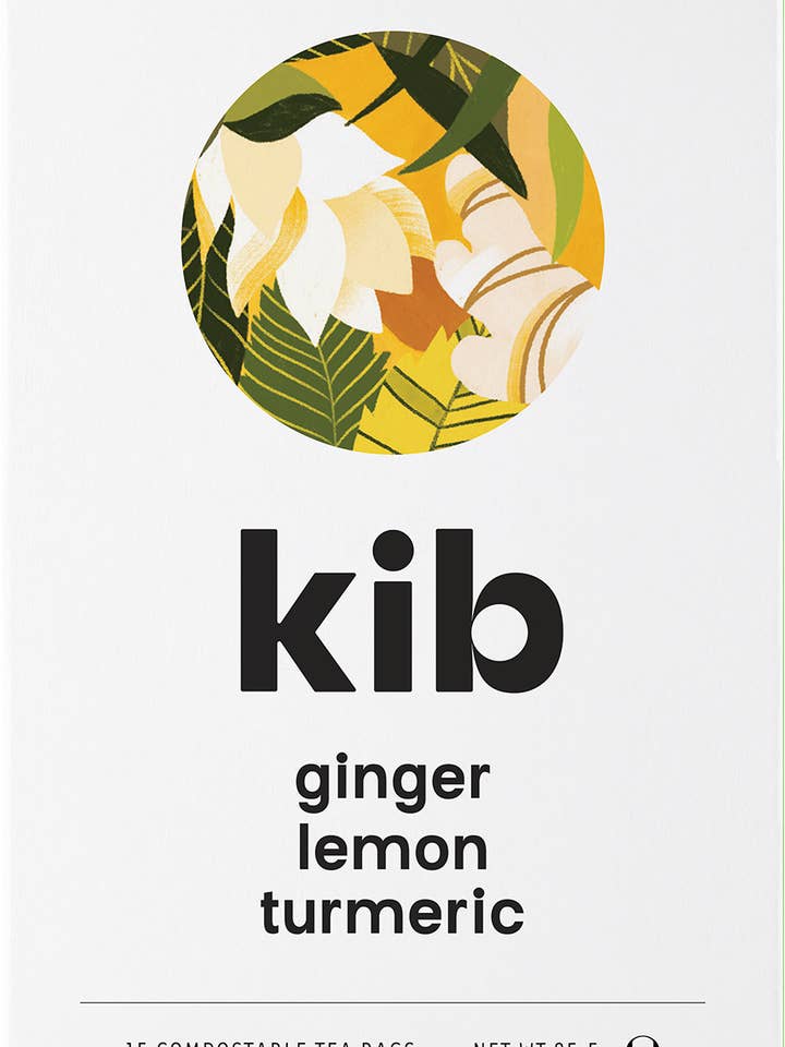 ginger, lemon, turmeric - 4 boxes x 15 tea bags for wholesale by Kib Tea