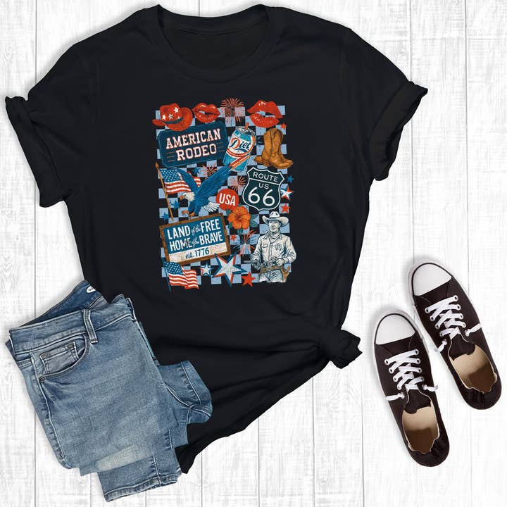 4th of July American Rodeo Graphic Tee for wholesale by Rebel Rose