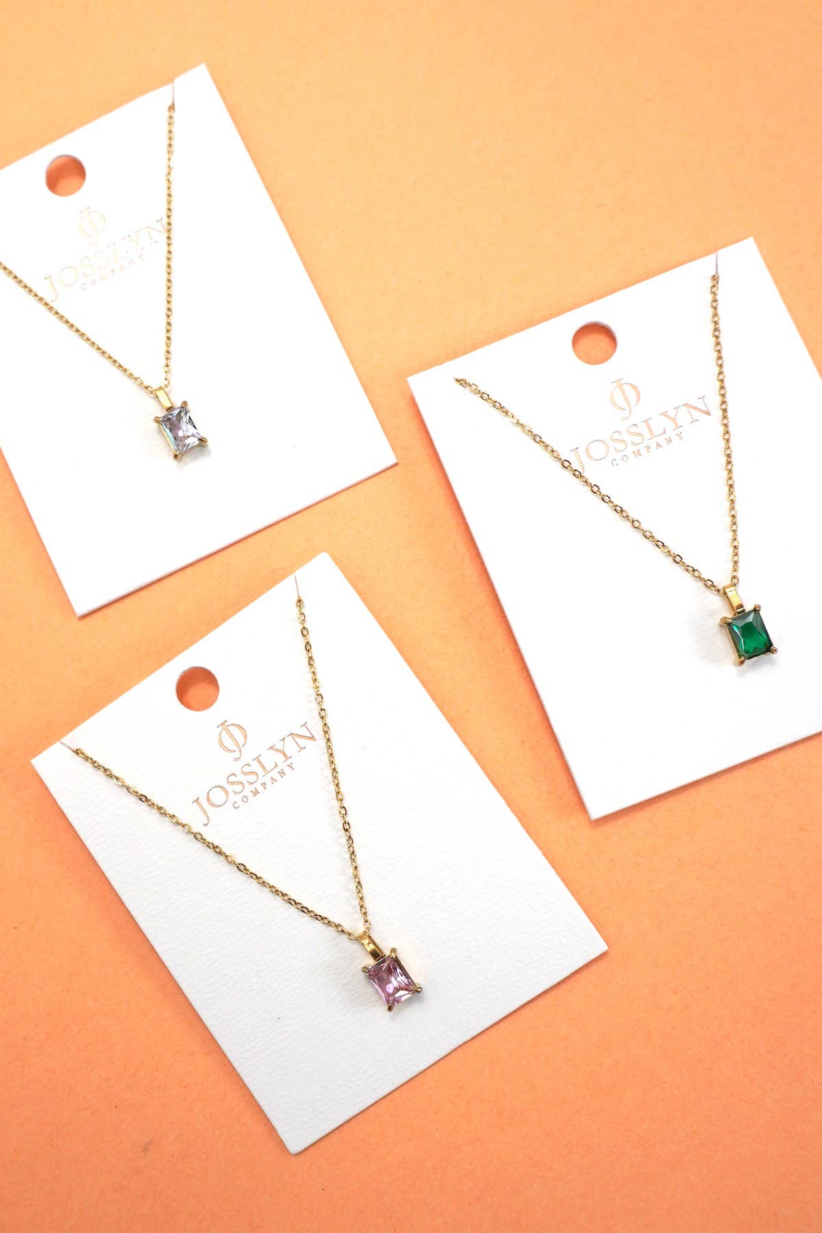 JOSSLYN by wall to wall - Wholesale Pendant/Charm Necklace - 18K STAINLESS STEEL TARNISH FREE GLASS NECKLACE | 40NK94443