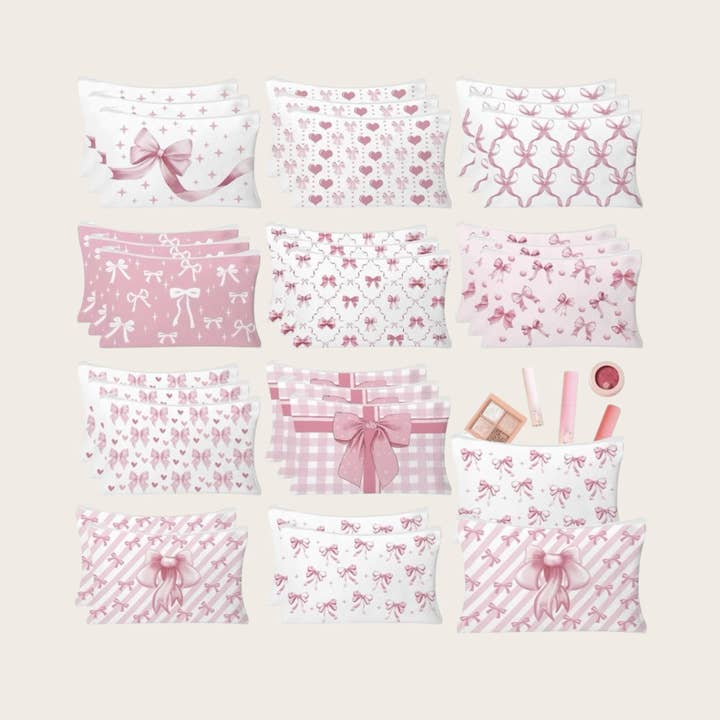 Rosa Schleifen-Canvas-Kosmetiktaschen für den Großhandel von Ella Blue