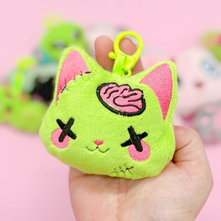 Creepy Cute Kawaii Zombie Cat Plush Bag Charm Keychain for wholesale by Kawaii Hair Candy