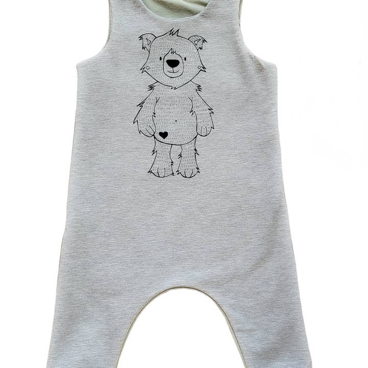 Cotton Hill Lane - Wholesale Jumpsuit - Baby - Bear screen printed organic cotton jersey romper0